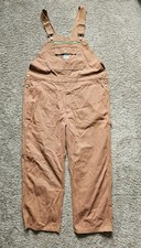 Liberty Brown Canvas Bib Overalls Mens 44x30 Carpenter Utility Workwear Outdoors