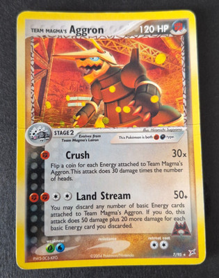 Team Magma's Aggron 7/95 - Team Magma Vs Team Aqua Holo - Damaged