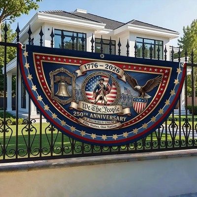 USA 250th Anniversary Fan Flag, Patriotic July 4th Banner
