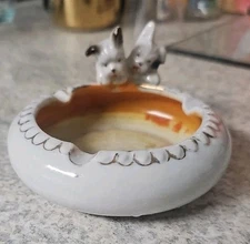 Vintage Lusterware Ceramic Dog Ashtray Snuffer Unique Collectible Made in JAPAN