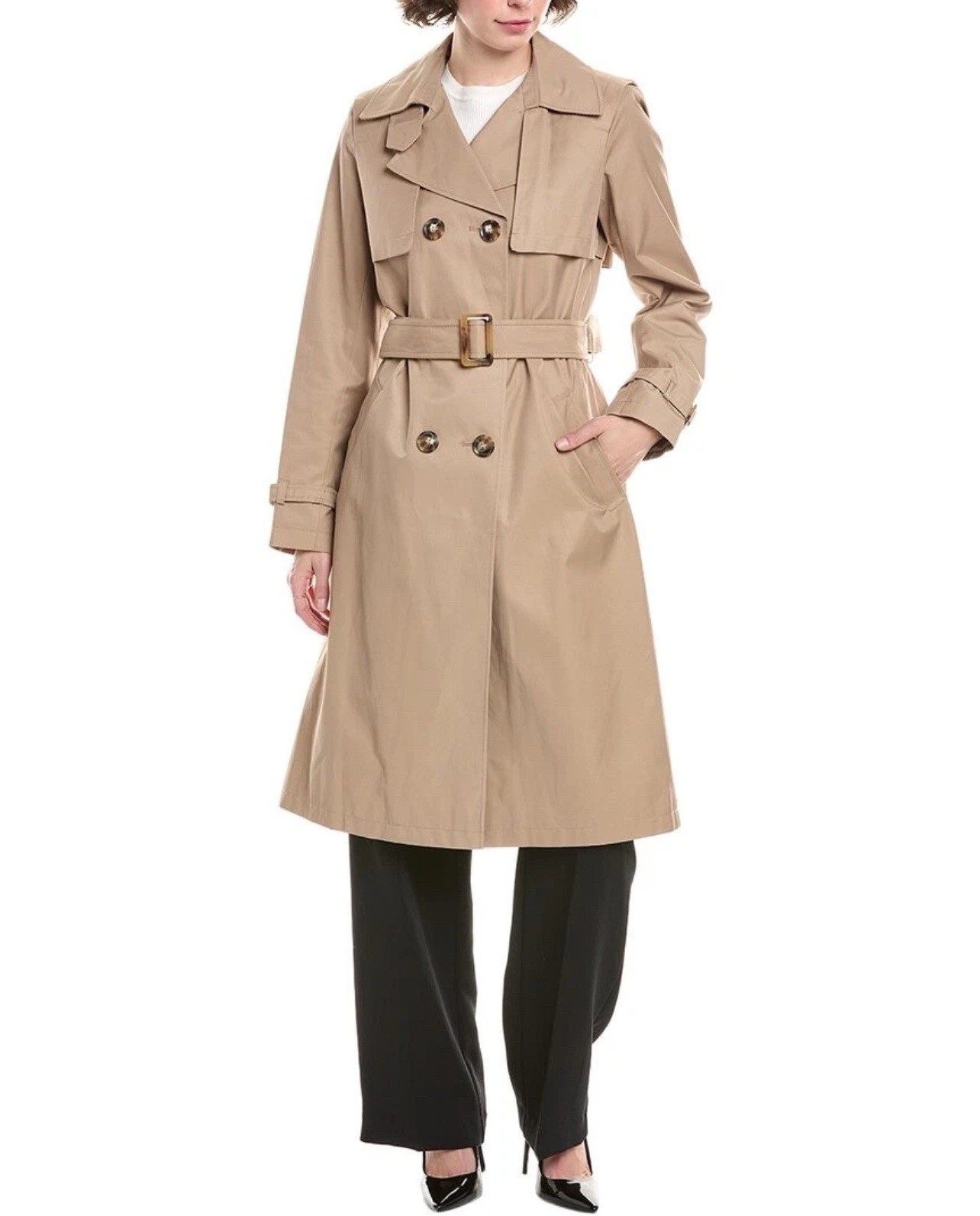 Sam Edelman NEW Trench Coat Women's MEDIUM Double Breasted M11380 INO BIRCH