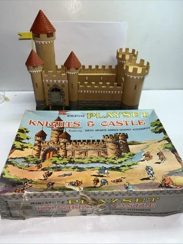 Marx Vintage Rare Miniature Play Set Knights & Castle With Box