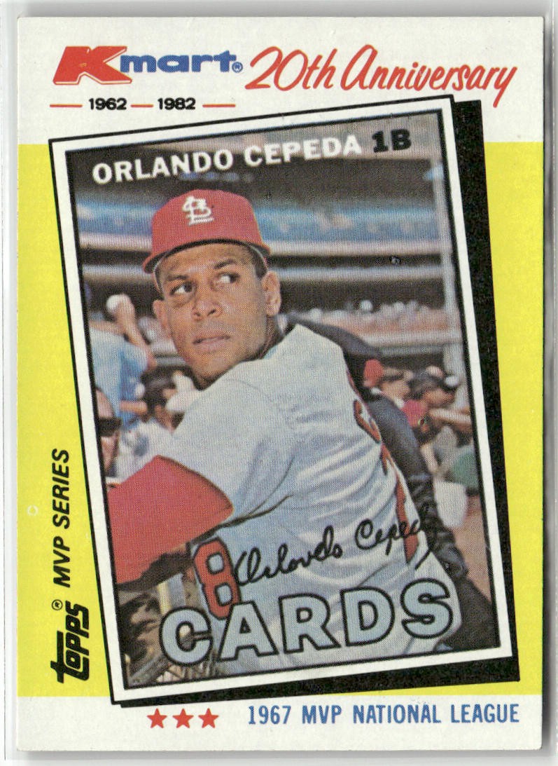 1982 TOPPS KMART 20TH ANNIVERSARY AL & NL MVP'S #12 ORLANDO CEPEDA CARDINALS