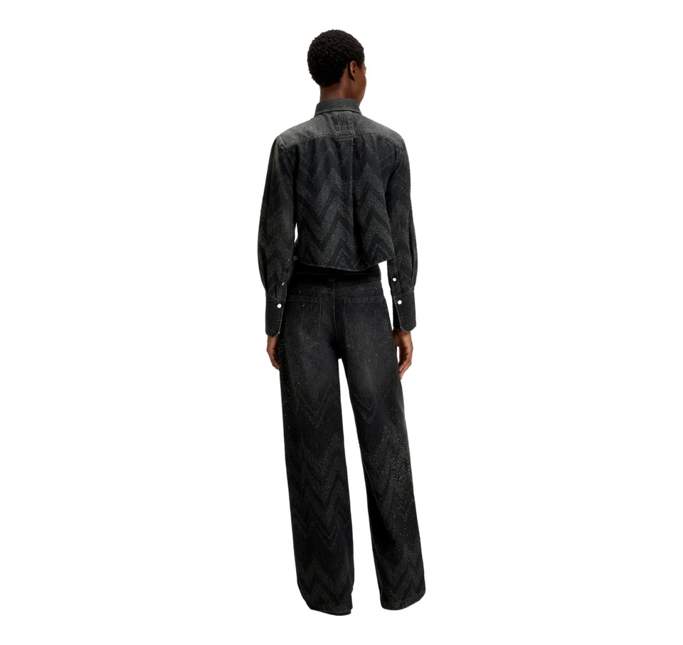 BOSS Jacke Kurz Frau IN Denim Mit Kristalle C Hemd Ls 1 0 50548445 Schwarz - Bild 3 von 4