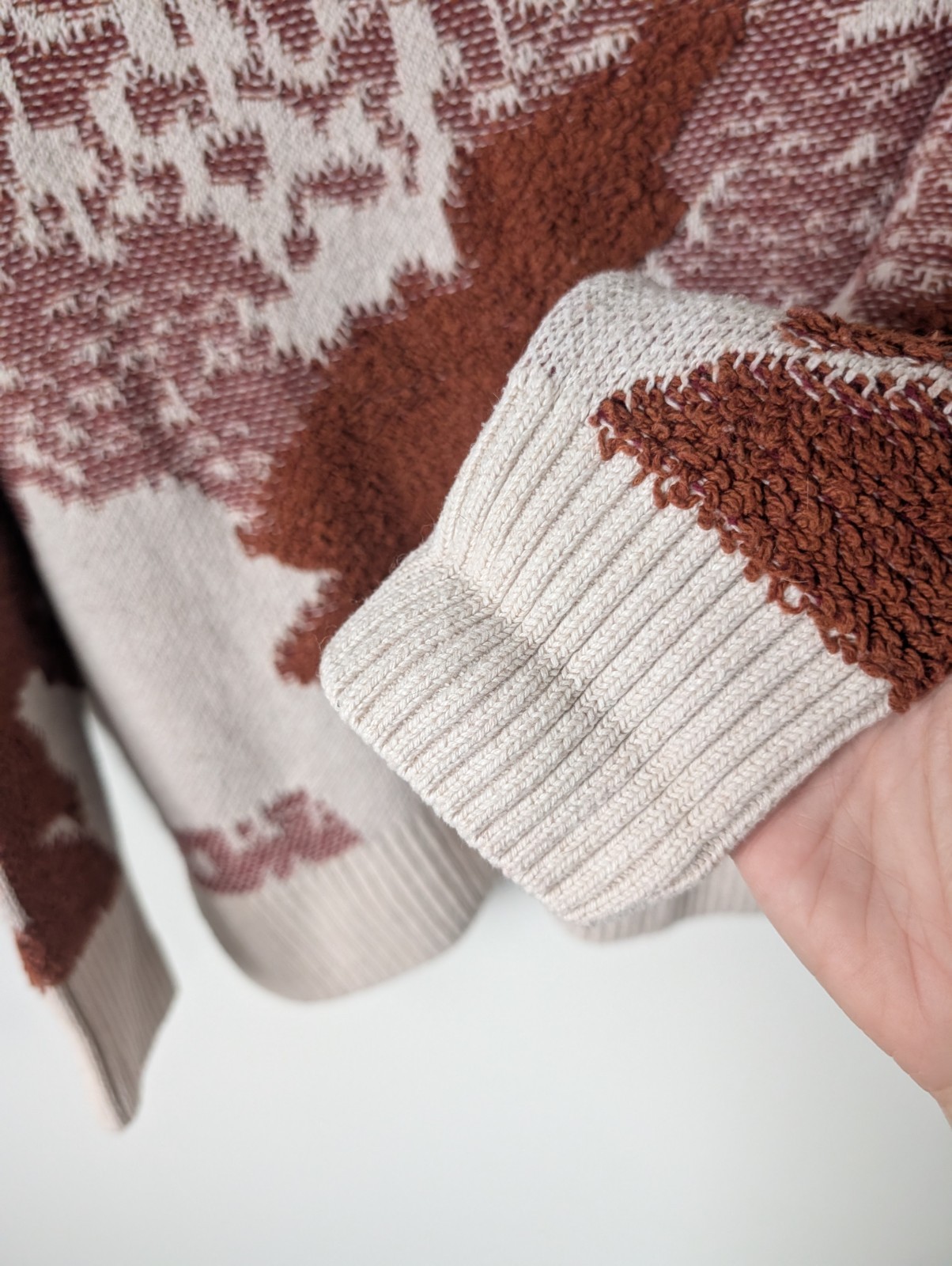 Fat Face Women's Beige Abstract Funnel Neck Knit Jumper Size 12 image 6