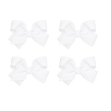 4 Inch Grosgrain Hair Bow for Girls Set of 4  White White