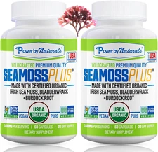 Power by Naturals Sea Moss Plus, Organic Irish Seamoss, 60 Ct, 2 Pack