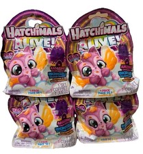 4 NEW HATCHIMALS ALIVE, Neon Rainbow, Surprise Figure In Egg SEALED