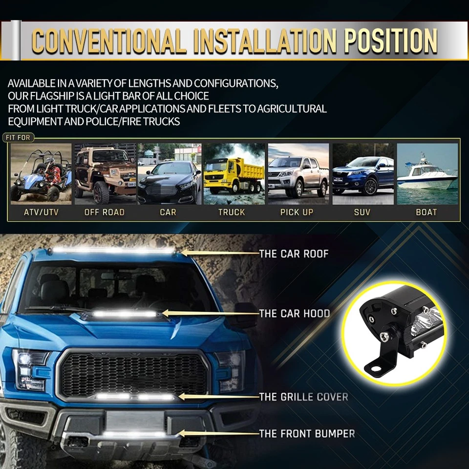 Roof dual row 50" inch Combo LED Light Bar offroad For 2006-2010 Hummer H3 H3T - Image 4 of 4