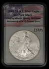 2001 1 oz Silver American Eagle NCM Recovered WTC 9/11 Ground Zero - NTC - E3773