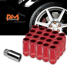 M12x1.5 Red Jdm Open End Cone Wheel Rim Lug Nutsspline Lockskey 21mmx50mm 20pc M12x1.5 Red Jdm Open End Cone Wheel Rim Lug Nutsspline Lockskey 21mmx50mm 20pc