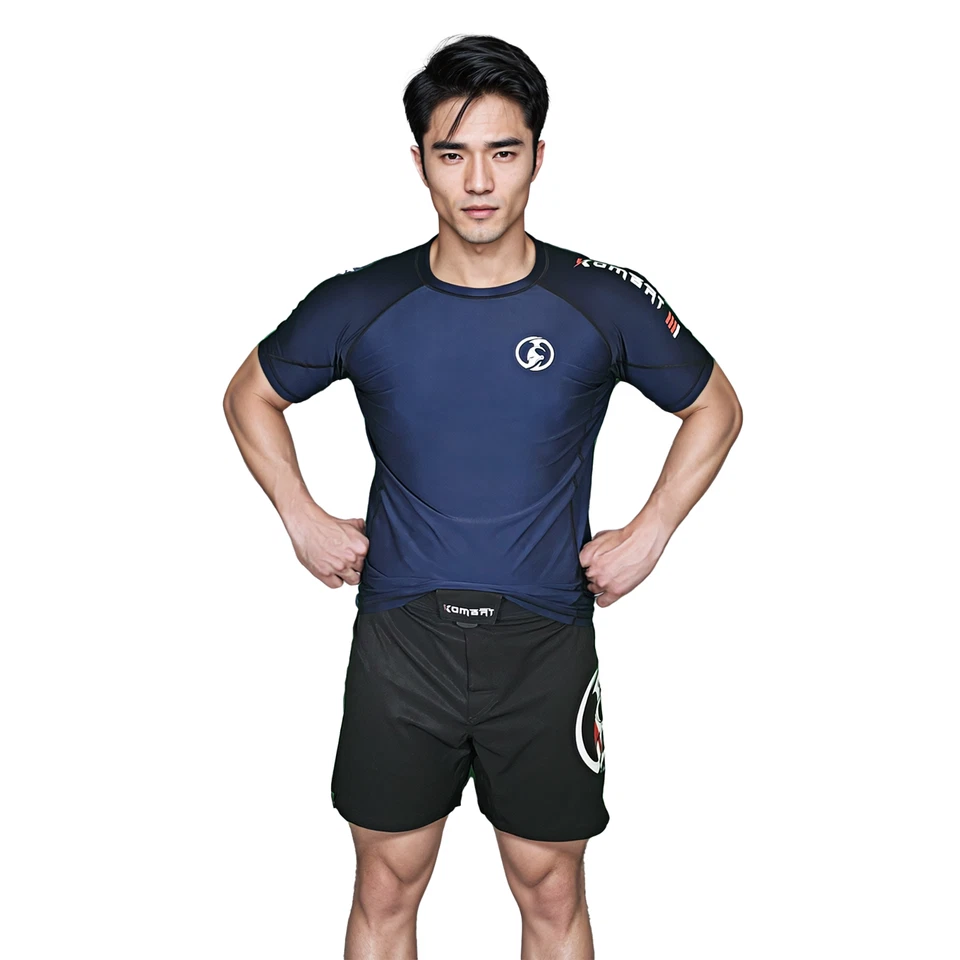 Camisa de compresión KOMBAT para hombre BJJ protección contra erupciones manga corta, MMA No-Gi Foto 3 de 4