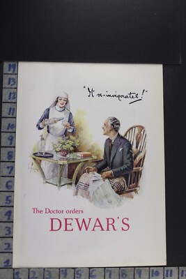 1933 DEWAR'S DOCTOR NURSE LIQUOR ALCOHOL DISTILLERY DRINK VINTAGE ART AD DB70