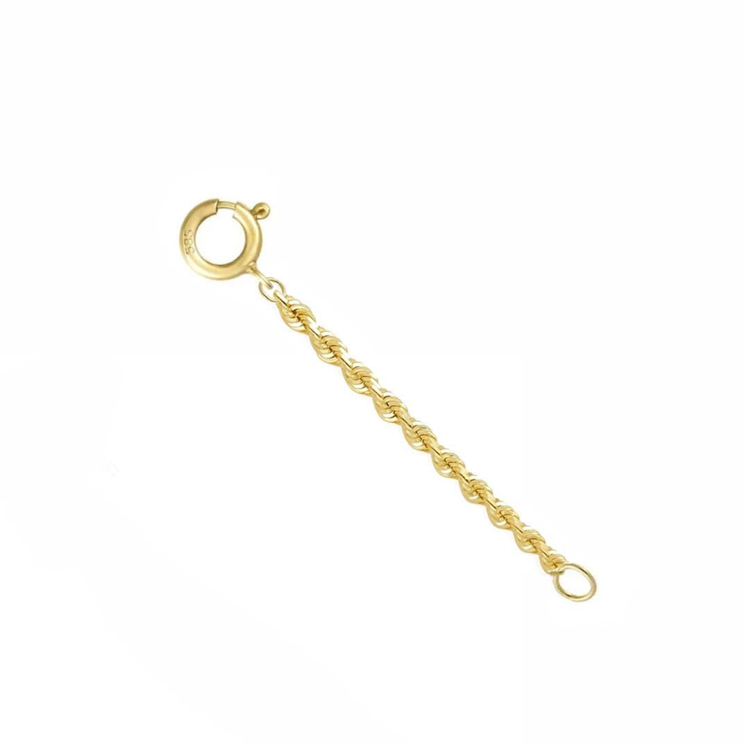 14k Solid Yellow Gold 1.5mm Italian Diamond Cut Rope Chain Extender 1 to  10