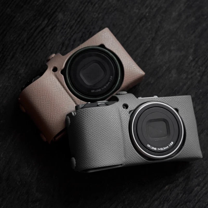 Fundas de cuero genuino hechas a mano para cámara bolsas portátiles funda apta para Ricoh GR3/GR3X Foto 3 de 4