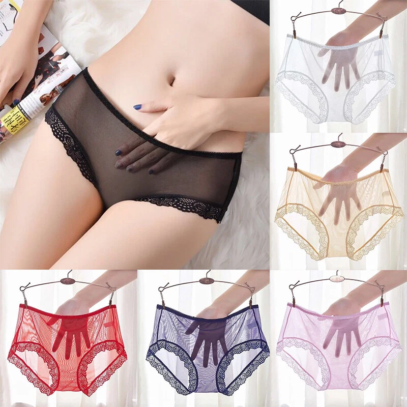 Women's Sexy Sheer Mesh Lace Thin Panties Sexy See Through Lingerie  Underwear