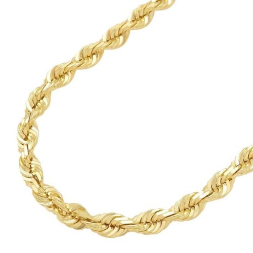 14K Yellow Gold Diamond Cut Rope Chain Necklace 1.5mm - 5mm, Men Women 16"- 30" - Picture 1 of 108