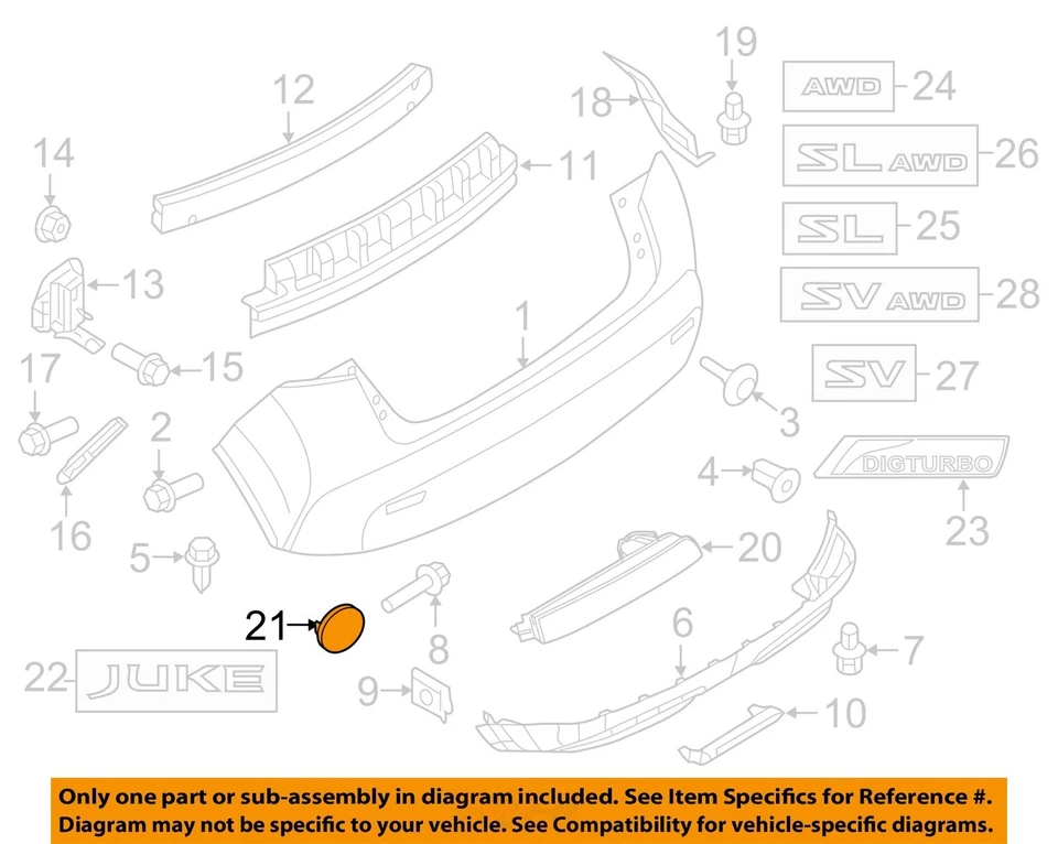 Used Rear Bumper Assembly Rear fits: 2015 Nissan Juke S Rear Grade B - Изображение 3 из 4