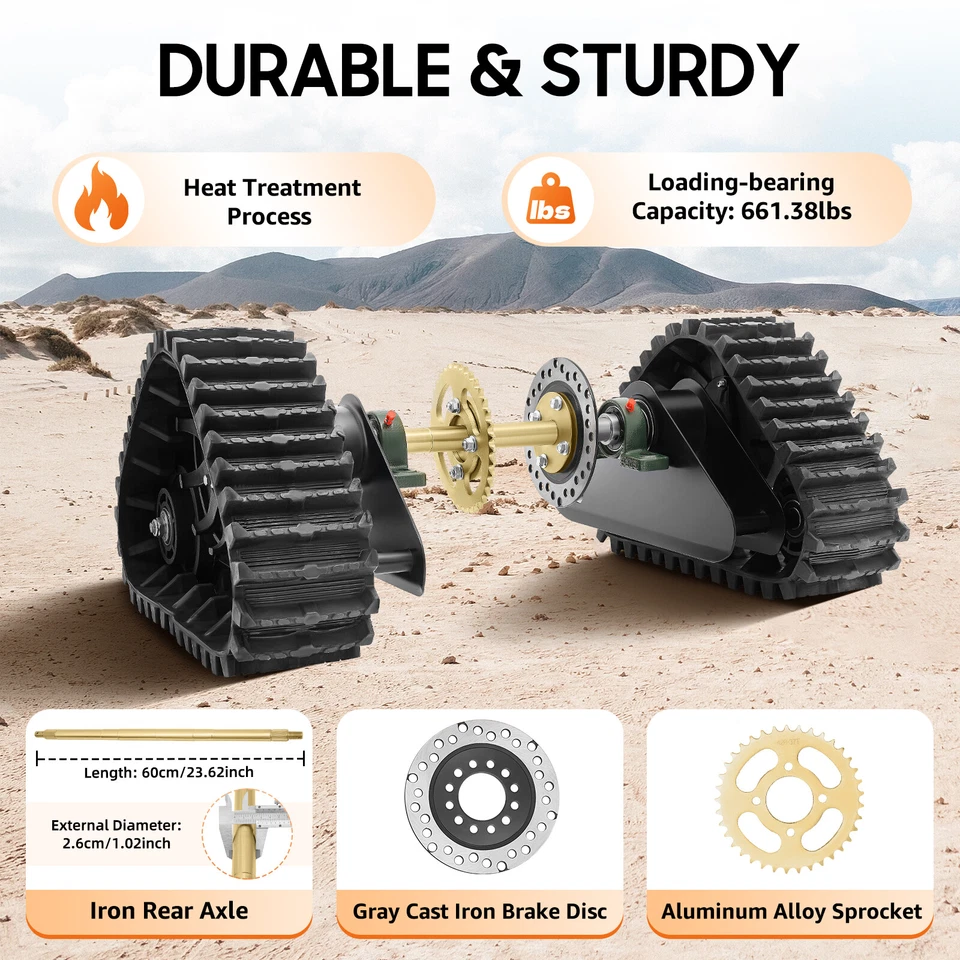 1 Pair Go Kart ATV UTV Buggy Quad Rear Wheel Snow Rubber Sand Tracks Snowmobile - Image 4 of 4