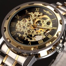 New Mens Classic Transparent Skeleton Mechani...