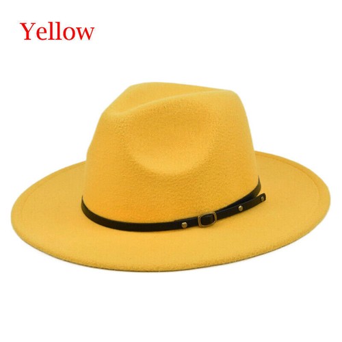 Herren Fedora Hüte Damen Jazz Hut Unisex breitkrempige Panama Style Filzmütze - Bild 11 von 14