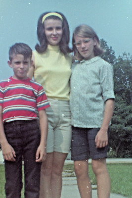 Teenage Girl w/ Brother & Sister Vintage 1960's Photo Negative Hand Cut R175