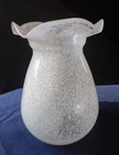 Art Studio Splatter Spatter Ruffle Top Glass White Vase 6 3/4" — photo 1
