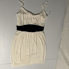 Spaghetti strap cream with black mini dress lined Hem Juniors size medium