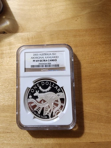 2003 Australia Silver $1 Aboriginal Kangaroo NGC PF69