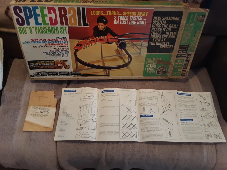 1970 Vintage Remco SpeedRail  SPEED RAIL  Big 8 Passanger Set Original Box - Image 2 of 4