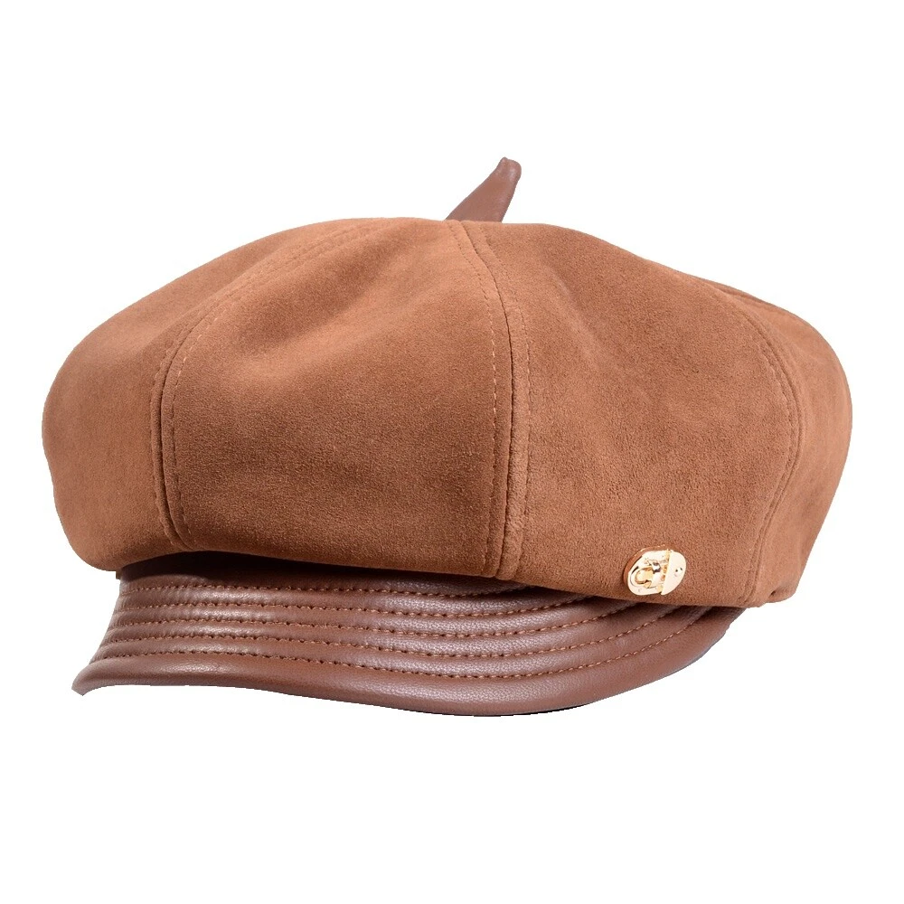 真皮女报童帽