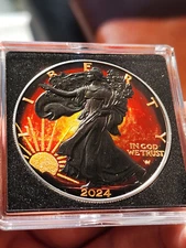 2024 American silver Eagle colorized 1oz USA BURNING GALAXY golden diamond dust 