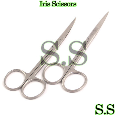 2 ASSORTED IRIS SCISSORS 4.5'' STRAIGHT + CURVED