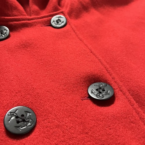 Schott Red Wool Pea Coat U.S 740N Rare Hooded Poncho One Size USA Made - Picture 4 of 7