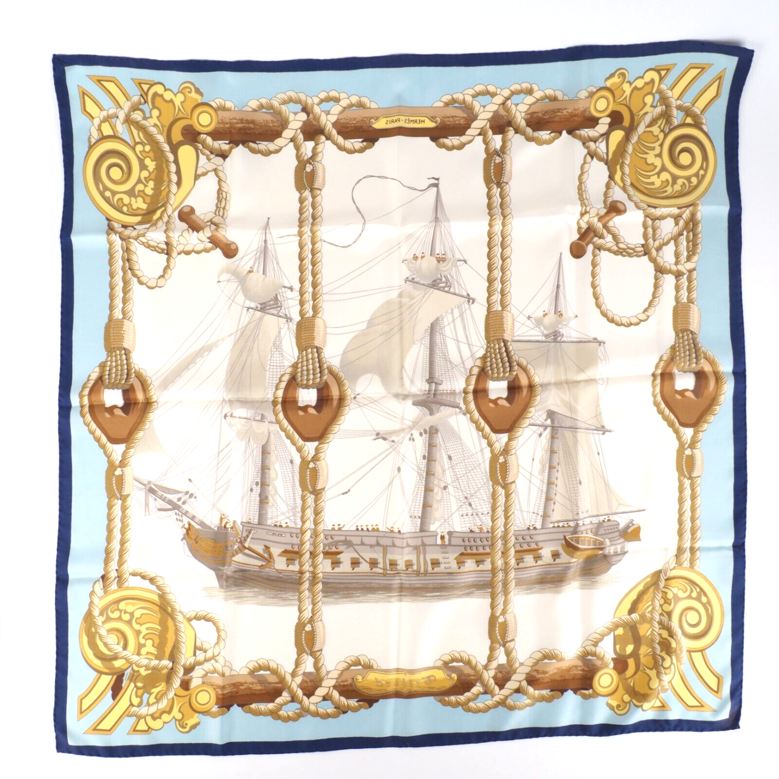 HERMÈS Tribord luxury silk scarf stole 90 cm designer OP €495