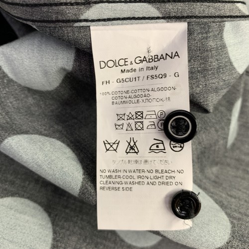 DOLCE & GABBANA Talla 38 Negro Azul Lunares Algodón Hombreras Manga Larga Camisa - Imagen 6 de 6