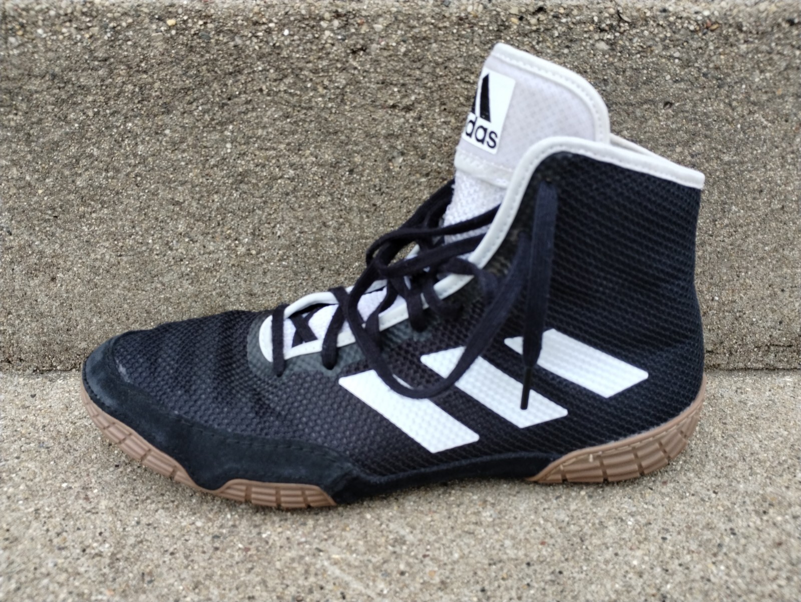 ADIDAS TECH FALL 2.0 WRESTLING SHOES  SIZE 8  BLACK/WHITE  CK HEADGEAR image 6