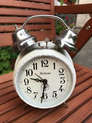 Vintage Mechanical Alarm Clock HEIRLOOM Bells Germany GDR DDR Old