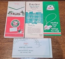 Qty 4 Vintage Sinclair Gas Station Automobile Brochure  Illinois Road Map Lot
