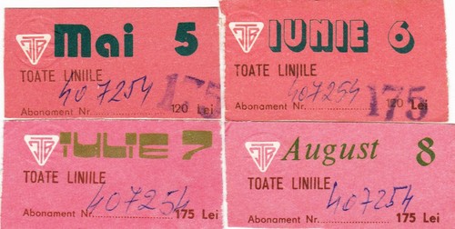 Romania, 1980's, Bucharest Tramway Trolley Bus - Lot of 4 Transport Passes, ITB - 第 1/2 張圖片