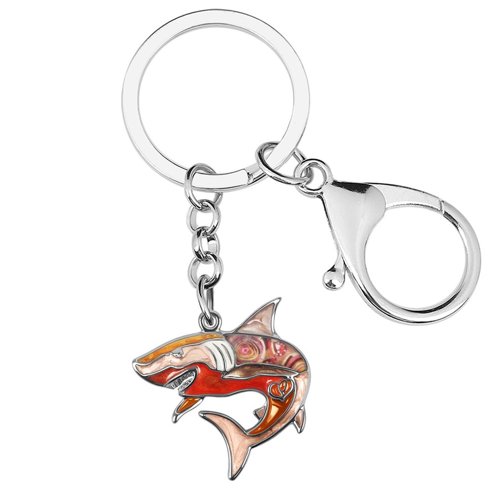 Enamel Alloy Ocean Shark Keychains Purse Key Ring Sea Life Jewelry ...