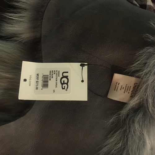 UGG Shrug Sheepskin Metal Grey Gray Shearling Shawl Wrap Size O/S - Picture 6 of 7