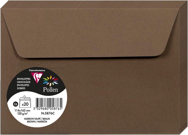 Clairefontaine Pollen UmschläGe C6 Braun 120G/M² 20 StüCk BriefumschläGe-image