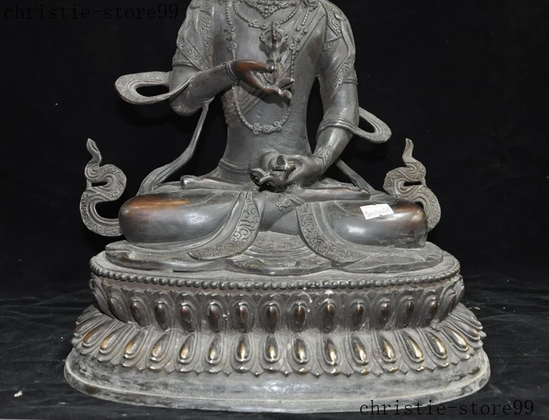 Antigua estatua de Buda diosa Vajrasattva Kwan-Yin Guanyin de bronce budista tibetano Foto 3 de 4