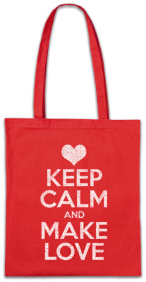 Keep Calm And Make Love Stofftasche Einkaufstasche Red Lip Liebe Partner