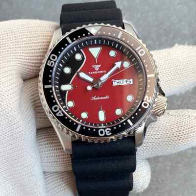 41mm SRP Mod NH36 black red dial Weekday Date Steel Mechanical Watch Men120click