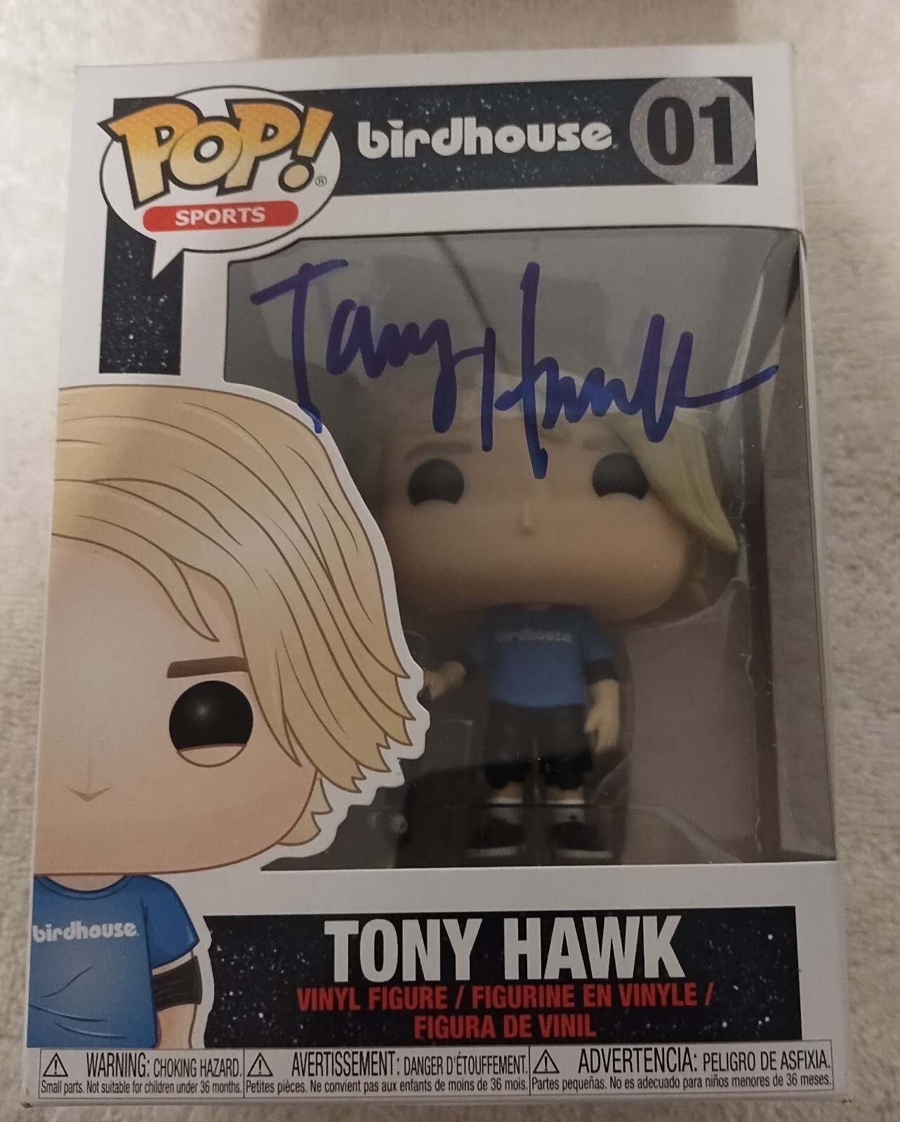 TONY HAWK SIGNED FUNKO POP BIRDHOUSE # 01 SKATEBOARD HOF LEGEND PROOF COA
