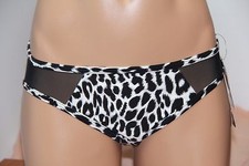 NWT Carmen Marc Valvo Swimsuit Bikini Bottom Sz S Mesh details Black