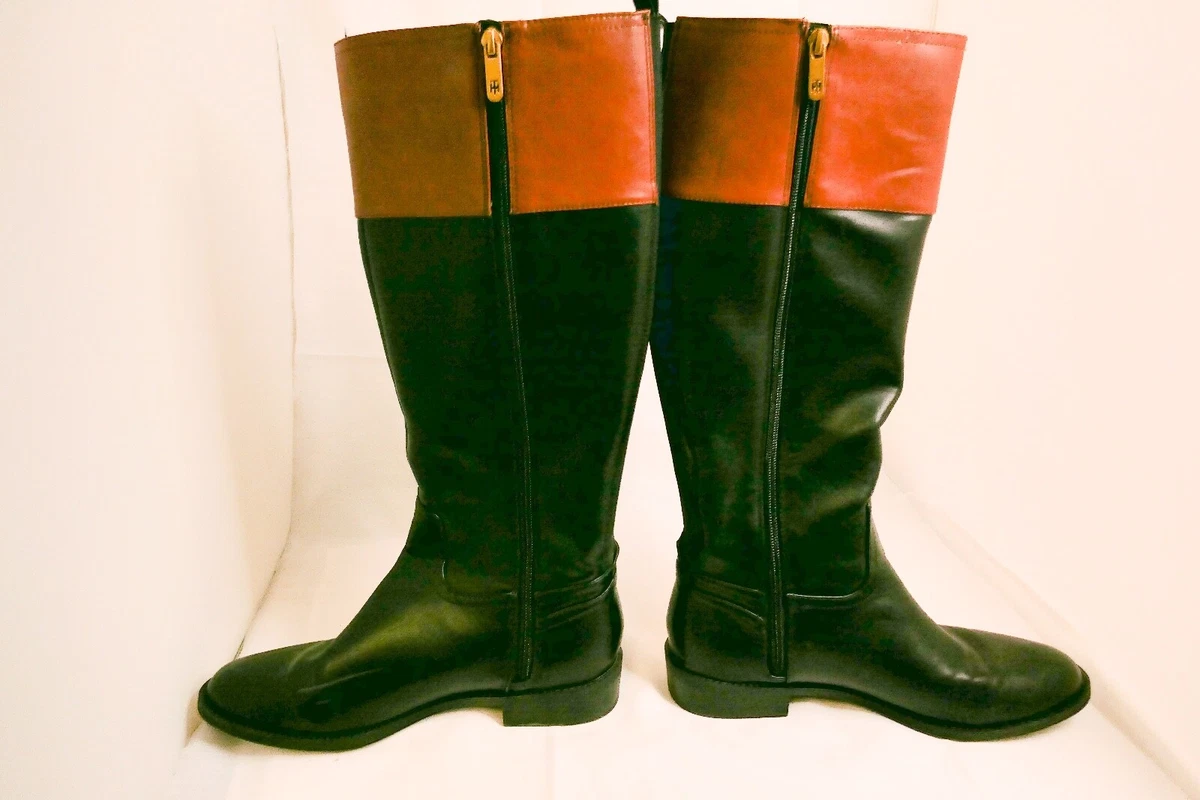 Beautiful Two Tone Tommy Hilfiger Leather Riding Boots Size 9