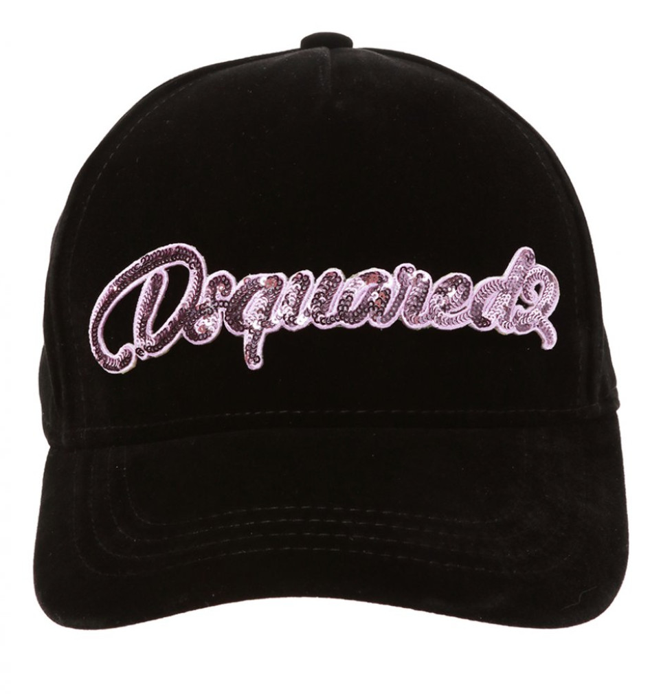 Dsquared2 Velvet & Pink Sequin Baseball Cap Hat
